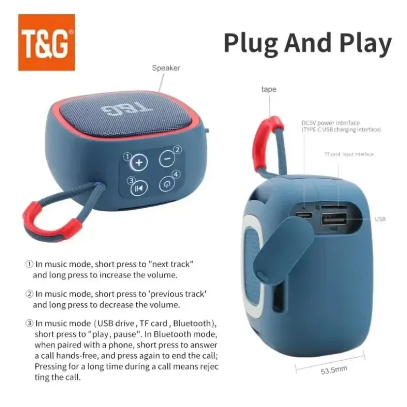 Outdoor Bicycle Riding TG659 T&G Portable Bluetooth Speaker Wireless Mini Bass FM Radio Soundbar Boombox Waterproof Loudspeaker